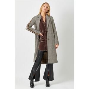Anthropologie Houndstooth Coat in Brown and White